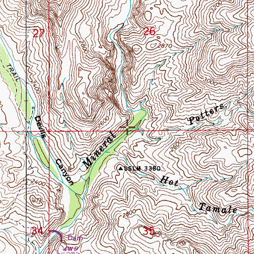 Topographic Map of Potters Wash, AZ