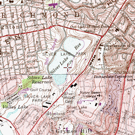Topographic Map of Silver Lake Park, NY