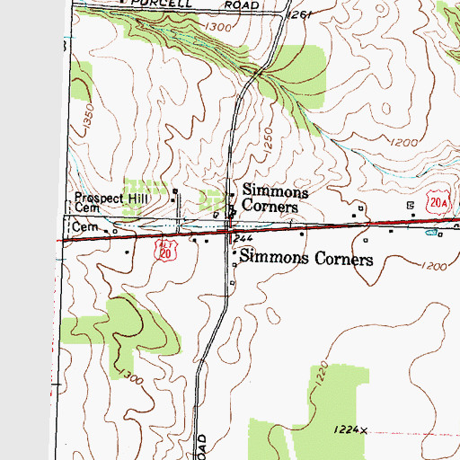Topographic Map of Simmons Corners, NY