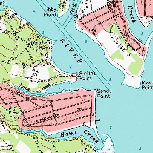 Topographic Map of Smiths Point, NY