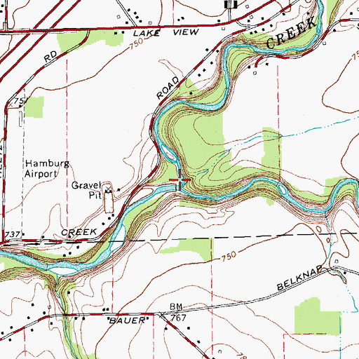 Topographic Map of South Branch Eighteenmile Creek, NY