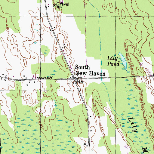 Topographic Map of South New Haven, NY