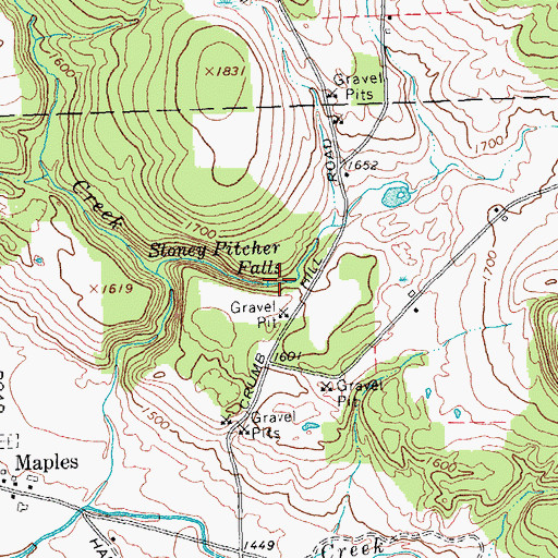 Topographic Map of Stoney Pitcher Falls, NY