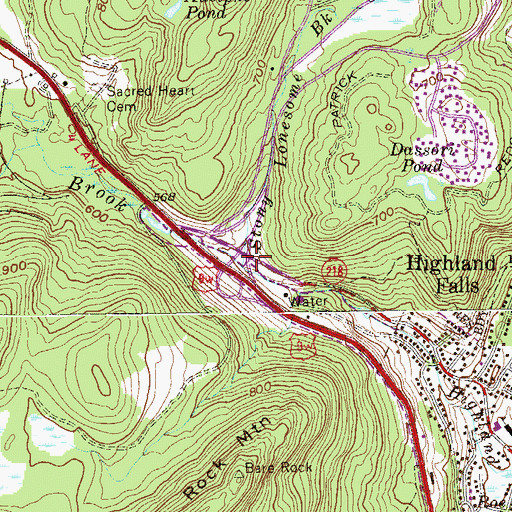 Topographic Map of Stony Lonesome Brook, NY