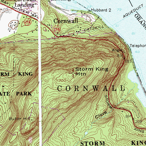 Topographic Map of Storm King Mountain, NY