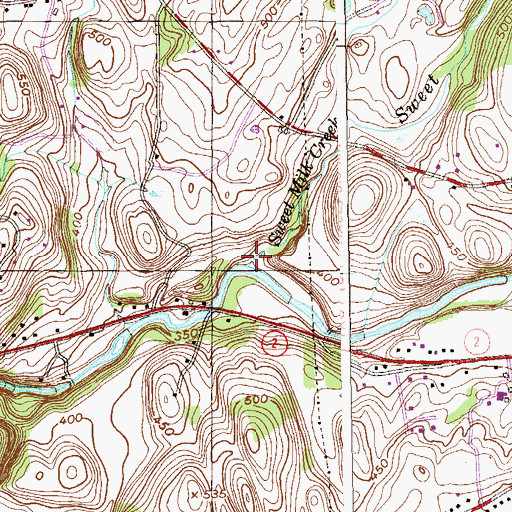 Topographic Map of Sweet Milk Creek, NY