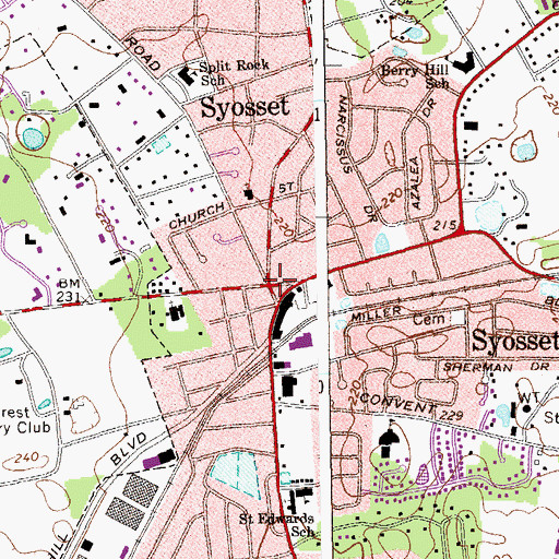 Topographic Map of Syosset, NY