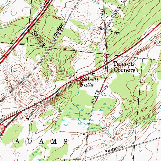 Topographic Map of Talcott Falls, NY