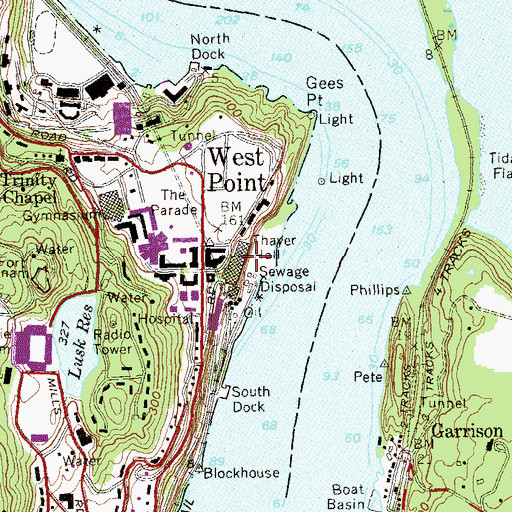 Topographic Map of Thayer Hall, NY