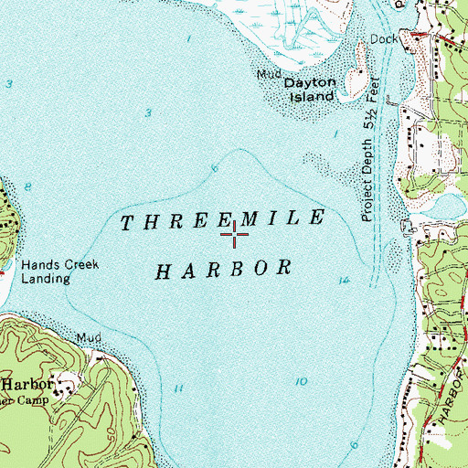 Topographic Map of Threemile Harbor, NY