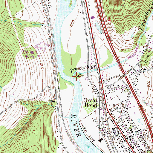 Topographic Map of Trowbridge Creek, NY