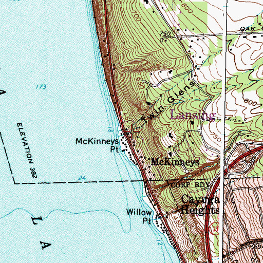 Topographic Map of Twin Glens, NY