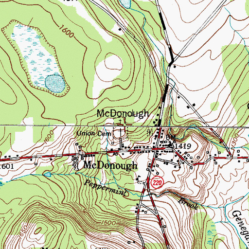 Topographic Map of Union Cemetery, NY