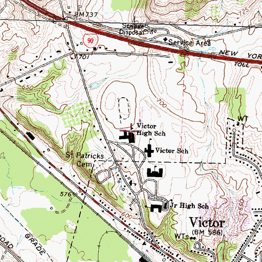 Topographic Map of Victor High School, NY