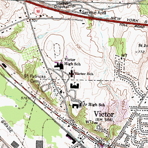 Topographic Map of Victor Intermediate School, NY