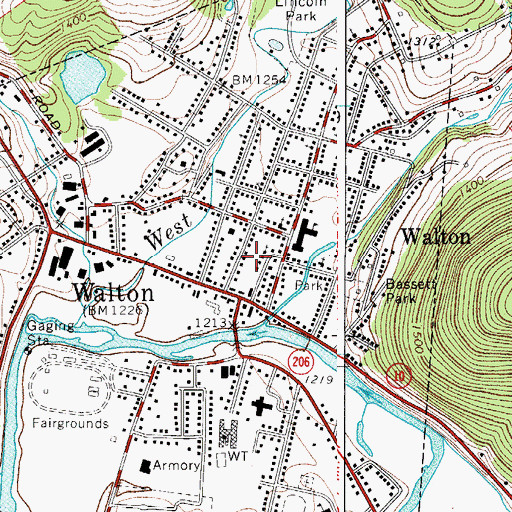 Topographic Map of Walton, NY