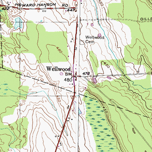 Topographic Map of Wellwood, NY