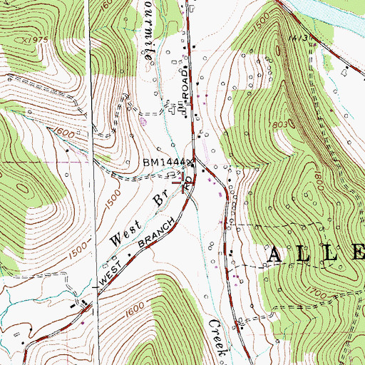 Topographic Map of West Branch Fourmile Creek, NY