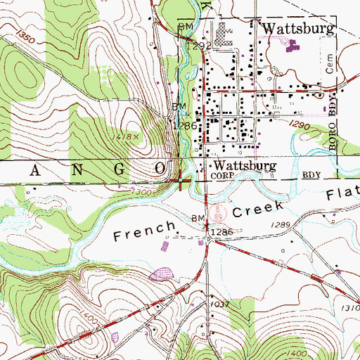Topographic Map of West Branch French Creek, PA