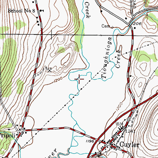 Topographic Map of West Branch Tioughnioga Creek, NY