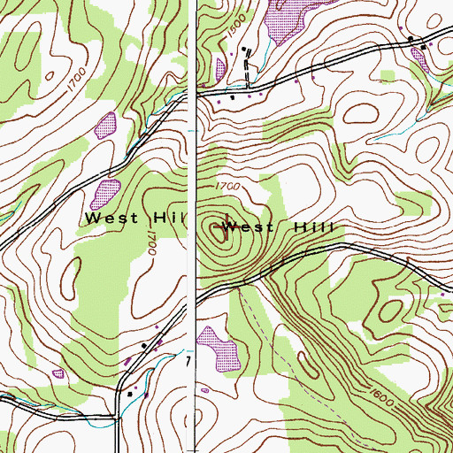 Topographic Map of West Hill, NY