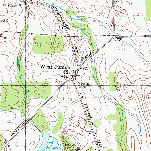 Topographic Map of West Junius Church, NY