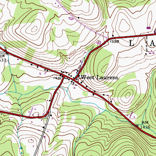 Topographic Map of West Laurens, NY