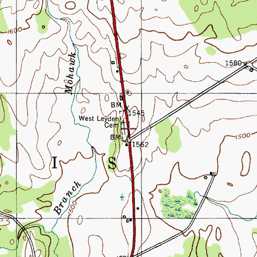 Topographic Map of West Leyden Cemetery, NY