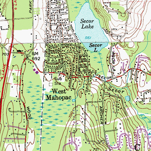 Topographic Map of West Mahopac, NY