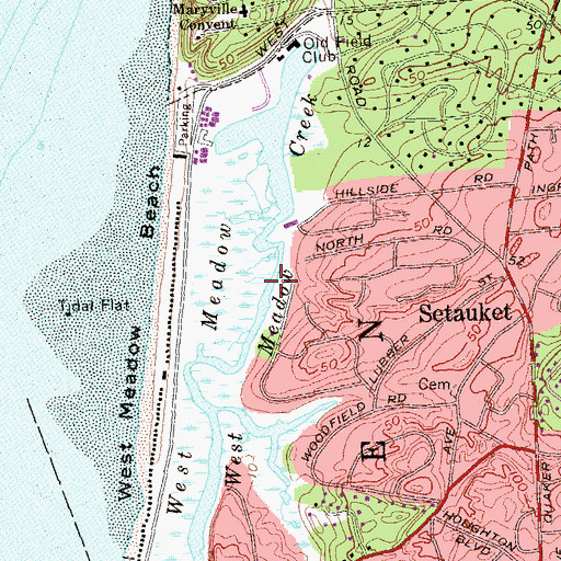 Topographic Map of West Meadow Creek, NY