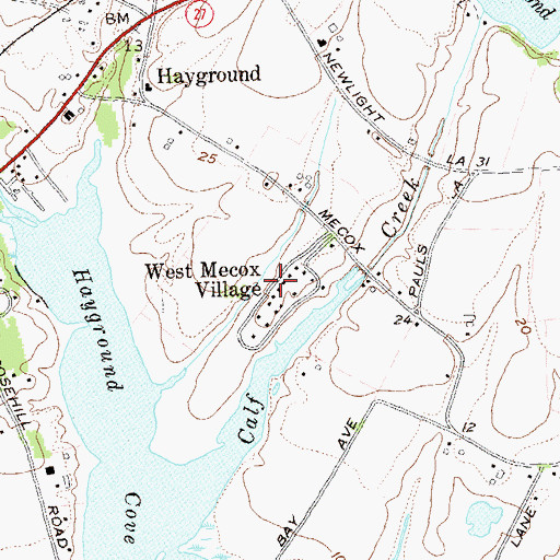 Topographic Map of West Mecox Village, NY