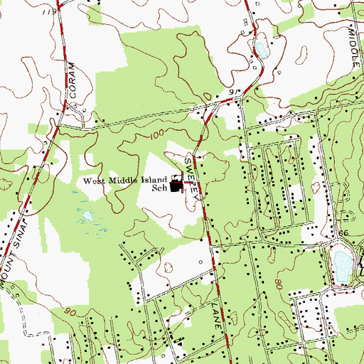 Topographic Map of West Middle Island School, NY