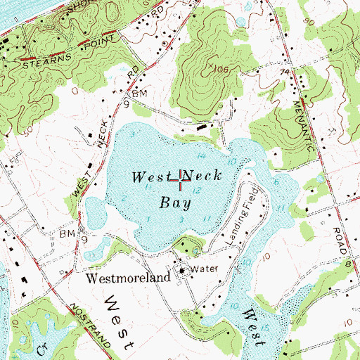 Topographic Map of West Neck Bay, NY