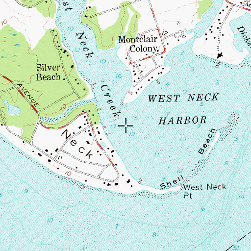 Topographic Map of West Neck Creek, NY