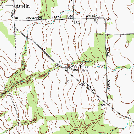Topographic Map of West Niles Rural Cemetery, NY