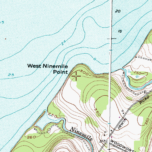Topographic Map of West Ninemile Point, NY