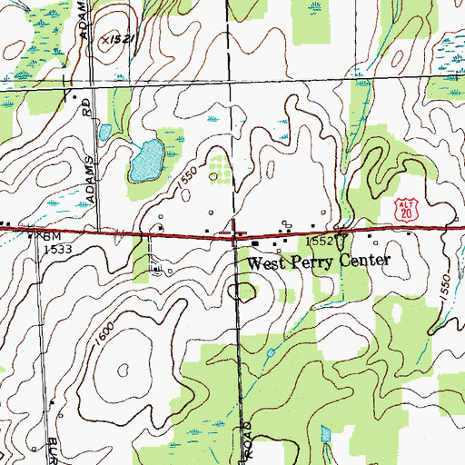 Topographic Map of West Perry Center, NY