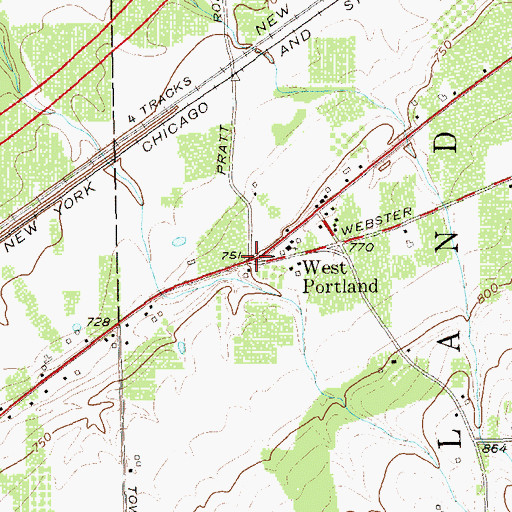 Topographic Map of West Portland, NY
