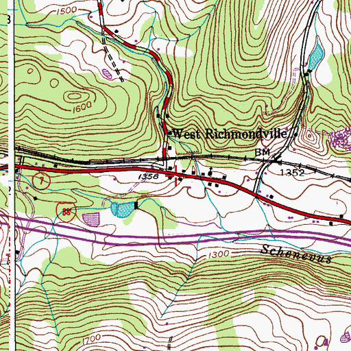 Topographic Map of West Richmondville, NY