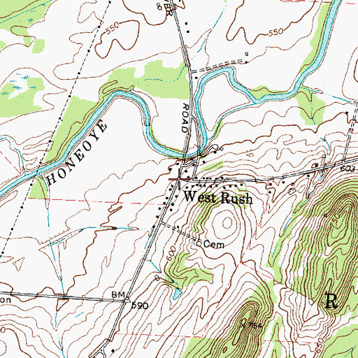 Topographic Map of West Rush, NY