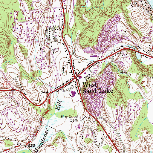 Topographic Map of West Sand Lake, NY