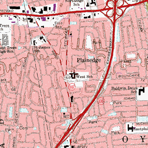 Topographic Map of John H West School, NY