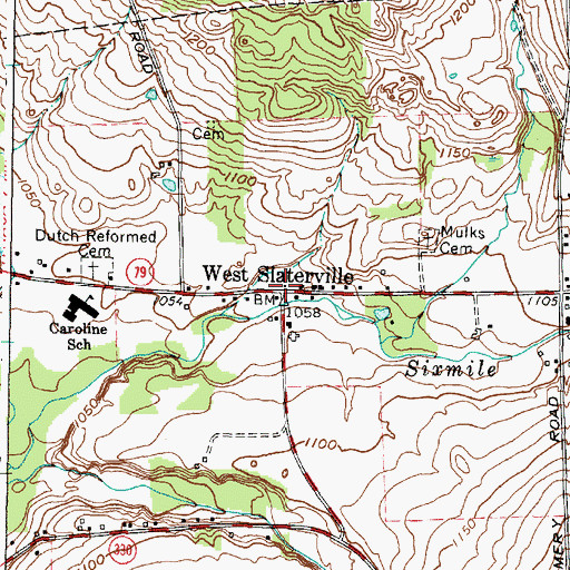 Topographic Map of West Slaterville, NY