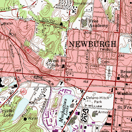 Topographic Map of West Street School, NY
