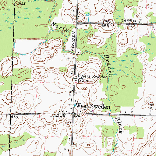 Topographic Map of West Sweden Cemetery, NY