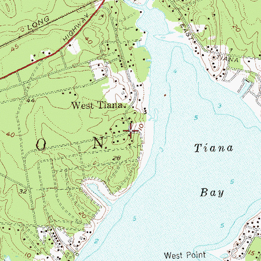 Topographic Map of West Tiana, NY