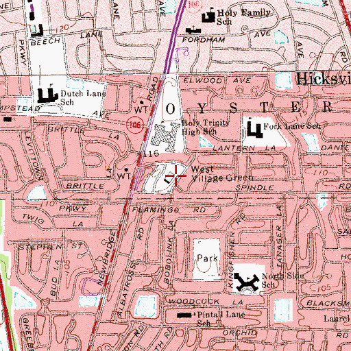 Topographic Map of West Village Green, NY