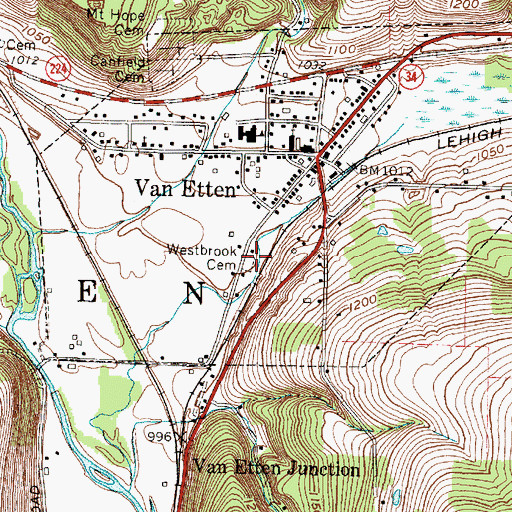 Topographic Map of Westbrook Cemetery, NY