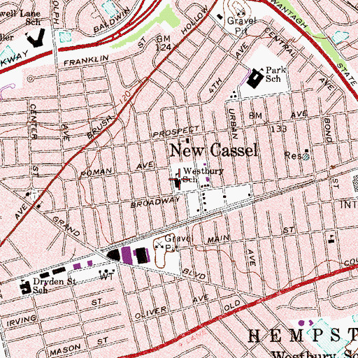 Topographic Map of Westbury School, NY
