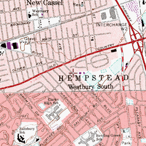 Topographic Map of Westbury South, NY
